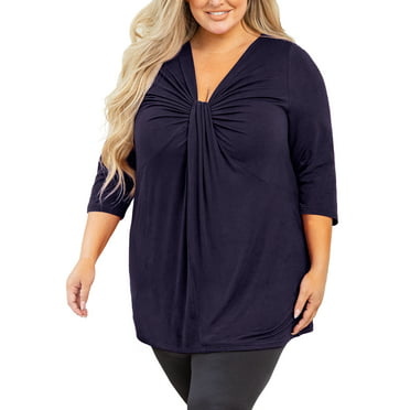 16W - 22W Involand Plus Size Womens Cable Knit Sweater Casual V Neck Long Loose Pullover Top
